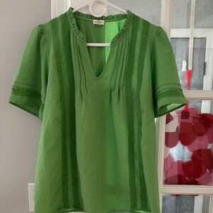 Mason Belle Vibrant Green Blouse short sleeves size large